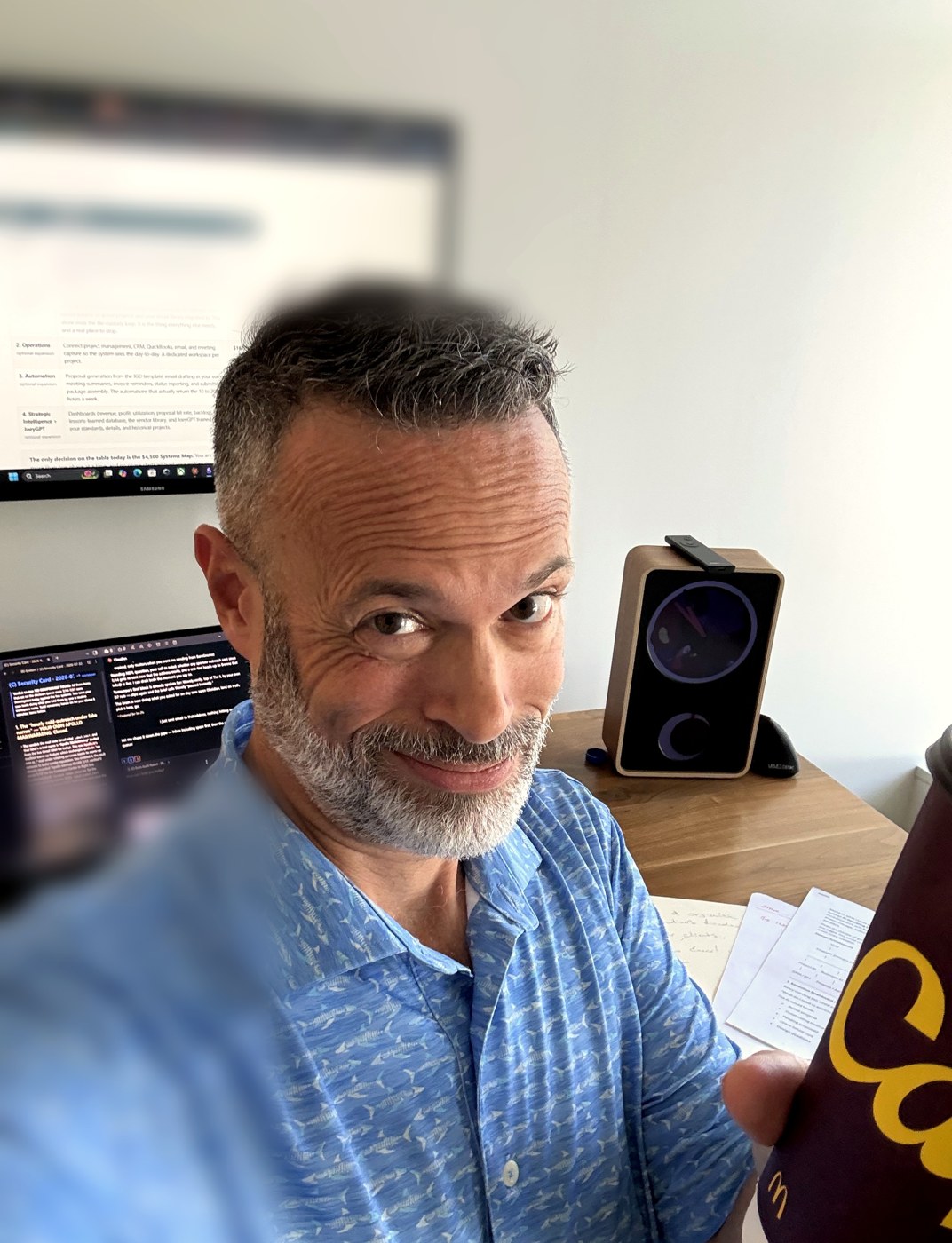 Adam LaBare building at his desk