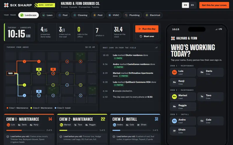 Six Sharp dispatch board